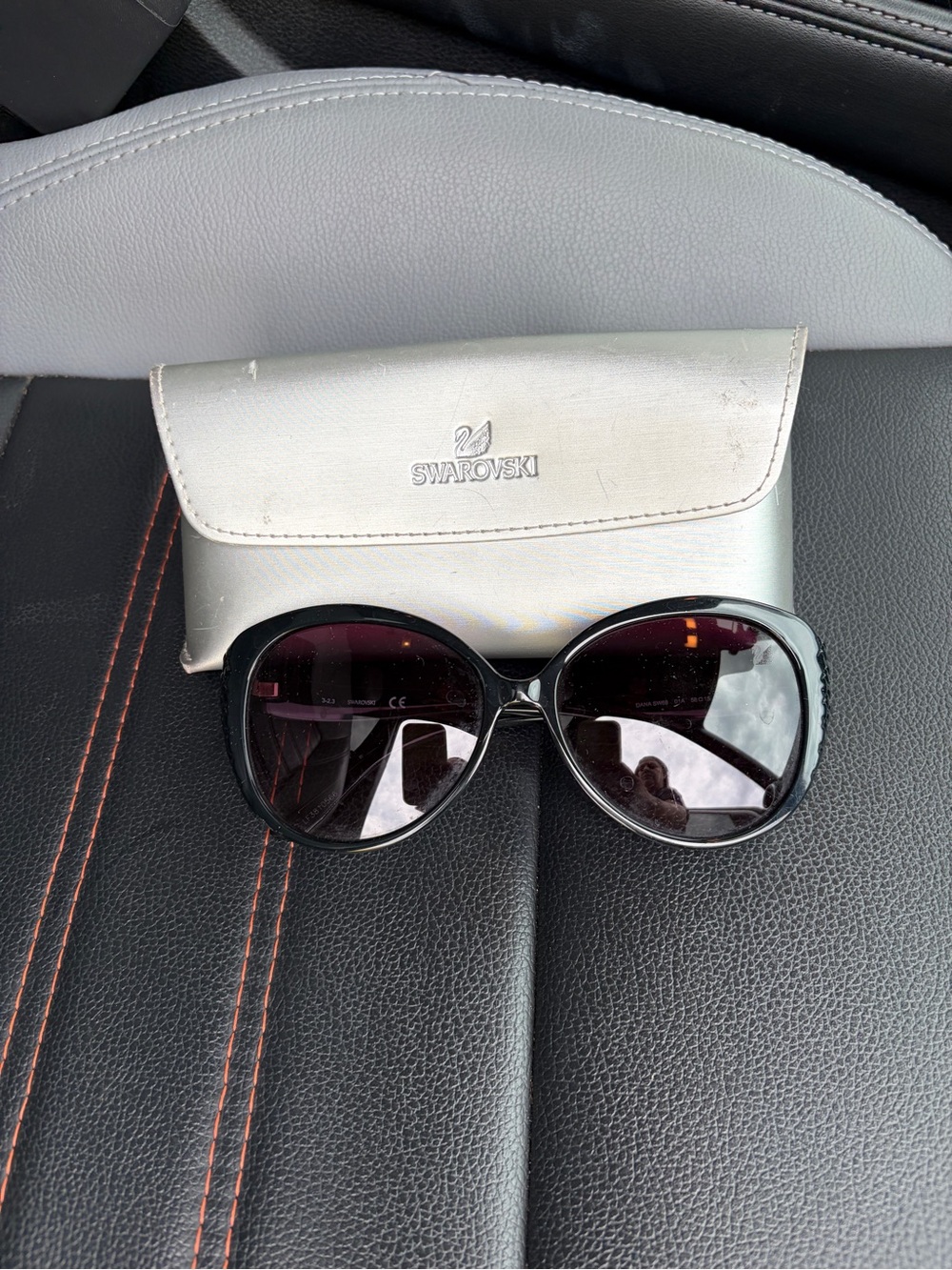 Swarovski Black DANA SW68 Women's Sunglasses with Silver Case